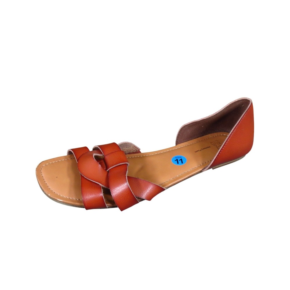 Time and Tru Woven Womens d'Orsay Flat Sandals Size 11 Summer Cognac Brown